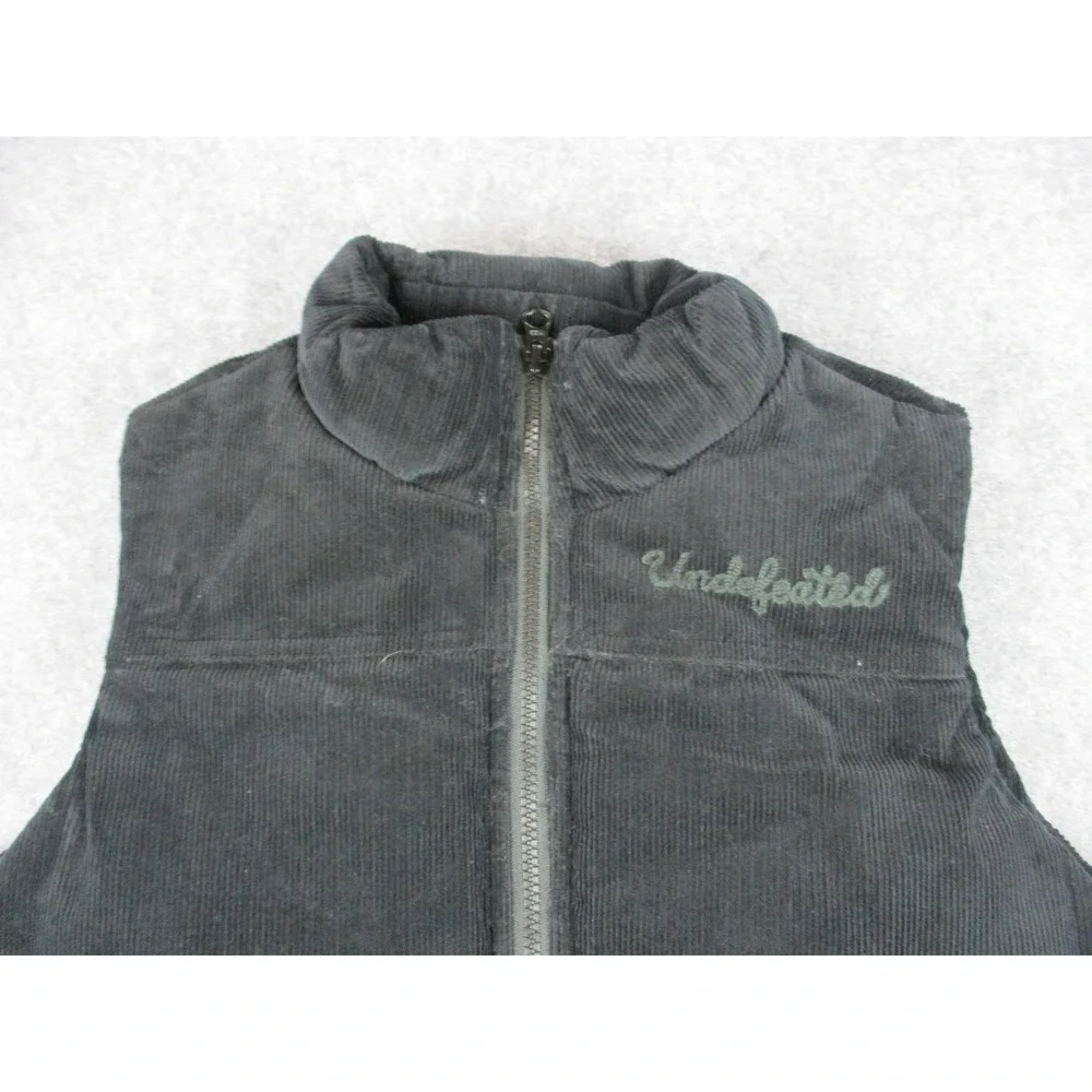 Undefeated Vest Mens Extra Small Black Corduroy Puffer Embroidered Insulated